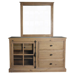 Jade Dresser Mirror 5 Chest of Drawers 1 Door Bed Storage Cabinet - Natural Furniture > Bedroom V315-VHN-PROV-DM-MKII-KIT Online Furniture