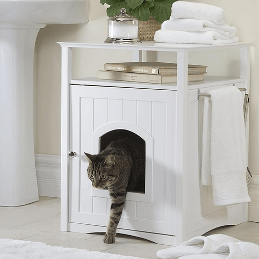 Jasper 2 Cat Litter Cabinet, White Pet Care > Cat Supplies V568-GMW-650-W Online Furniture