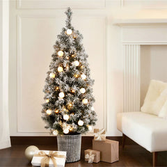 Jingle Jollys Christmas Tree 1.2M Potted Snowy Xmas Tree Occasions > Christmas > Christmas Trees XM-TR-4FT-GS-LED-POT Online Furniture