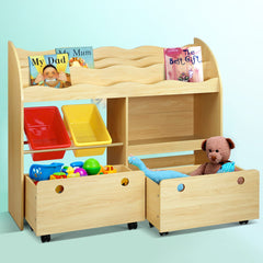 Keezi 3 Tiers Kids Bookshelf Storage Children Bookcase Toy Box Organiser Display Baby & Kids > Kid's Furniture FUNKI-K-TO-3058-B-NT Online Furniture