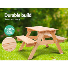 Keezi Kids Outdoor Table and Chairs Picnic Bench Set Children Wooden Baby & Kids > Kid's Furniture ODF-KID-PICNIC-NW Online Furniture