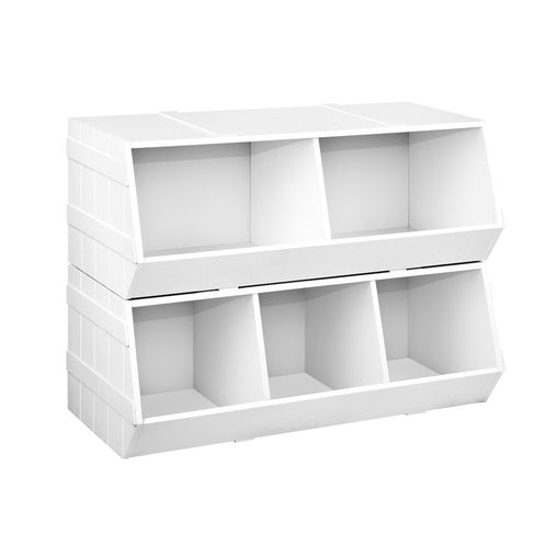 Keezi Kids Toy Box Bookshelf Storage Bookcase Organiser Display Stackable Baby & Kids > Kid's Furniture FURNI-G-TOY203-WH Online Furniture