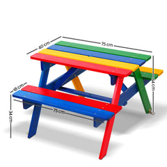 Keezi Kids Wooden Picnic Table Set with Umbrella Baby & Kids > Kid's Furniture ODF-KID-PICNIC-UM-CFL Online Furniture