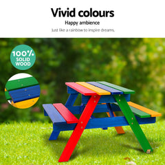 Keezi Kids Wooden Picnic Table Set with Umbrella Baby & Kids > Kid's Furniture ODF-KID-PICNIC-UM-CFL Online Furniture