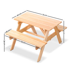 Keezi Kids Wooden Picnic Table Set with Umbrella Baby & Kids > Kid's Furniture ODF-KID-PICNIC-UM-NW Online Furniture