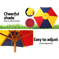 Keezi Kids Wooden Picnic Table Set with Umbrella Baby & Kids > Kid's Furniture ODF-KID-PICNIC-UM-NW Online Furniture