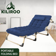 KILIROO Adjustable Portable Folding Bed with Mattress and Headrest (Blue) KR-FBM-101-KX Furniture > Outdoor V227-5227715011111 Online Furniture