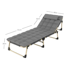 KILIROO Adjustable Portable Folding Bed with Mattress and Headrest (Grey) KR-FBM-100-KX Furniture > Outdoor V227-5227715011160 Online Furniture