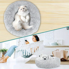 Large-60cm Dark Gray PawfectFriend Dog Pet Cat Calming Bed Plush Beds Large Fluffy Donut Comfy Cushion Puppy Mat Pet Care > Dog Supplies > Dog Beds V571-740111698931 Online Furniture