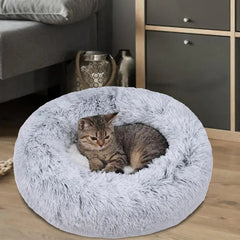 Large-60cm light-grey PawfectFriend Dog Pet Cat Calming Bed Plush Beds Large Fluffy Donut Comfy Cushion Puppy Mat Pet Care > Dog Supplies > Dog Beds V571-740111698948 Online Furniture