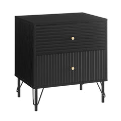 Lisa Wavy Fluted Bedside Table in Black Furniture > Living Room V369-601075-BLACK Online Furniture