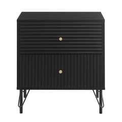 Lisa Wavy Fluted Bedside Table in Black Furniture > Living Room V369-601075-BLACK Online Furniture