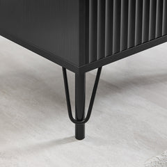 Lisa Wavy Fluted Bedside Table in Black Furniture > Living Room V369-601075-BLACK Online Furniture