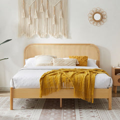 Lulu Bed Frame with Curved Rattan Bedhead - King Furniture > Bedroom V80-LNA-KBED-MPL Online Furniture