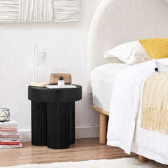 Maya Ribbed Black Side Table Furniture > Living Room V80-MASN-ST-BLK Online Furniture