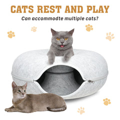 Medium Cat Tunnel Bed Light Grey Felt Pet Puppy Nest Cave House Interactive Toy Pet Care > Cat Supplies V465-26820 Online Furniture