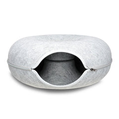 Medium Cat Tunnel Bed Light Grey Felt Pet Puppy Nest Cave House Interactive Toy Pet Care > Cat Supplies V465-26820 Online Furniture