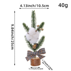 Mini Rustic Christmas Tree Decoration – 9.84 Inches Tall with Cotton and Plaid Bow Accents (4 trees) Occasions > Christmas > Christmas Trees V888-ELOSUNG10525 Online Furniture