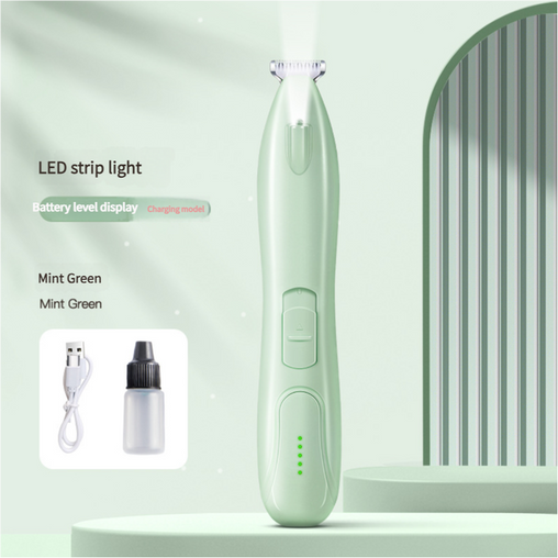 Mint Green LED Pet Hair Trimmer with USB Charging and Battery Level Display Pet Care > Cleaning & Maintenance > Pet Grooming Supplies V888-ELOSUNG10120 Online Furniture