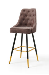 Modern Bar Chair Leather Stool Counter Brown Mid-Century Wood x 2 Furniture > Bar Stools & Chairs > Table & Bar Stools V541-LKS-015-BROWNPU Online Furniture