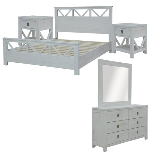 Myer 5pc King Bed Suite Bedside Dresser Bedroom Furniture Package White Wash Furniture > Bedroom V315-VOB-ATLA-KDM-KIT Online Furniture