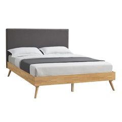 Natural Oak Ensemble Bed Frame Wooden Slat Fabric Headboard King Furniture > Bedroom V80-CSA-1910-HB-K Online Furniture