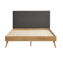 Natural Oak Ensemble Bed Frame Wooden Slat Fabric Headboard King Furniture > Bedroom V80-CSA-1910-HB-K Online Furniture