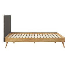 Natural Oak Ensemble Bed Frame Wooden Slat Fabric Headboard King Furniture > Bedroom V80-CSA-1910-HB-K Online Furniture