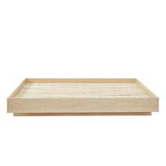 Natural Oak Wood Floating Bed Base King Furniture > Bedroom V80-NOOK-183LIGHT-BB-K Online Furniture