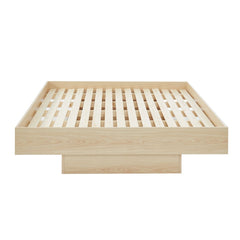 Natural Oak Wood Floating Bed Base King Furniture > Bedroom V80-NOOK-183LIGHT-BB-K Online Furniture