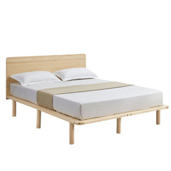 Natural Solid Wood Bed Frame Bed Base with Headboard King Furniture > Bedroom V80-CLV2-WB193-K Online Furniture