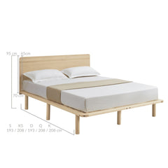 Natural Solid Wood Bed Frame Bed Base with Headboard King Furniture > Bedroom V80-CLV2-WB193-K Online Furniture