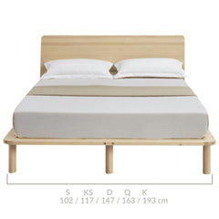 Natural Solid Wood Bed Frame Bed Base with Headboard King Furniture > Bedroom V80-CLV2-WB193-K Online Furniture