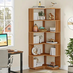 NNETMLT 64.9 Inch Tall 6 Tier Industrial Corner Bookshelf Furniture > Living Room > Bookcases & Shelves V728-MJ170256 Online Furniture