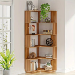 NNETMLT 64.9 Inch Tall 6 Tier Industrial Corner Bookshelf Furniture > Living Room > Bookcases & Shelves V728-MJ170256 Online Furniture