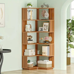 NNETMLT 64.9 Inch Tall 6 Tier Industrial Corner Bookshelf Furniture > Living Room > Bookcases & Shelves V728-MJ170256 Online Furniture