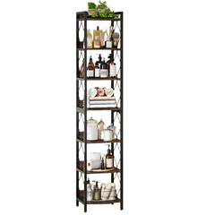 NNETMLT 78.7 Inch Extra Tall 7 Tier Skinny Bookcase, Rustic Brown Furniture > Living Room > Bookcases & Shelves V728-GR169929 Online Furniture