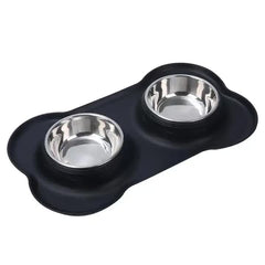 Non-Slip Stainless Steel Double Pet Bowl Set with Spill-Resistant Silicone Mat 45*27cm Black Pet Care > Dog Supplies > Dog Bowls, Feeders & Waterers V888-ELOSUNG10459 Online Furniture