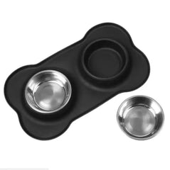 Non-Slip Stainless Steel Double Pet Bowl Set with Spill-Resistant Silicone Mat 45*27cm Black Pet Care > Dog Supplies > Dog Bowls, Feeders & Waterers V888-ELOSUNG10459 Online Furniture