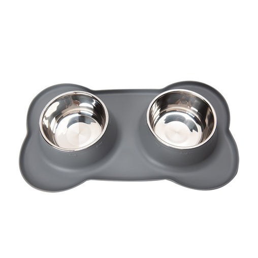 Non-Slip Stainless Steel Double Pet Bowl Set with Spill-Resistant Silicone Mat 45*27cm Grey Pet Care > Dog Supplies > Dog Bowls, Feeders & Waterers V888-ELOSUNG10460 Online Furniture