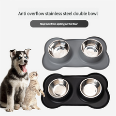 Non-Slip Stainless Steel Double Pet Bowl Set with Spill-Resistant Silicone Mat 45*27cm Grey Pet Care > Dog Supplies > Dog Bowls, Feeders & Waterers V888-ELOSUNG10460 Online Furniture