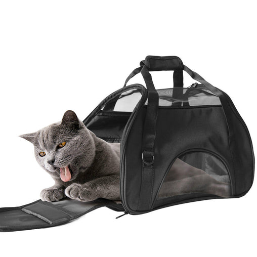 Ondoing Black Portable Pet Carrier Tote Travel Bag Kennel Soft Dog Crate Cage Outdoor Pet Care > Cat Supplies V587-6954739806249 Online Furniture