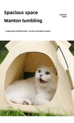 Outdoor Cat House,Pet Tent -Windproof and Dustproof Shelter for Small Pets, Apricot, Size: M  40*40*37cm Pet Care > Cat Supplies > Cat Furniture V888-ELOSUNG10463 Online Furniture