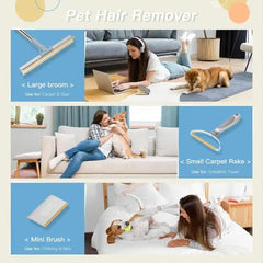 Pet Hair Removal Tool Set - Multi-Purpose Sweeper with Scraper and Handheld Fur Remover  Grey Pet Care > Cleaning & Maintenance > Pet Cleaning Supplies V888-ELOSUNG10440 Online Furniture