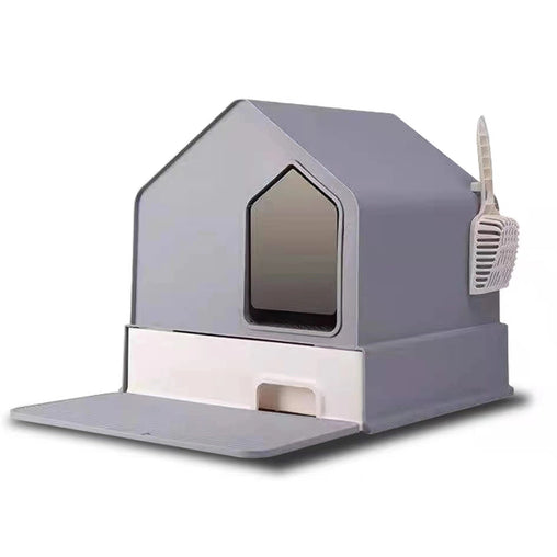 Petwiz Enclosed Cat Litter Box House - Grey Pet Care > Cat Supplies > Cat Litter V378-PWCLB-GY Online Furniture