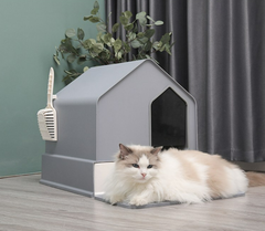 Petwiz Enclosed Cat Litter Box House - Grey Pet Care > Cat Supplies > Cat Litter V378-PWCLB-GY Online Furniture