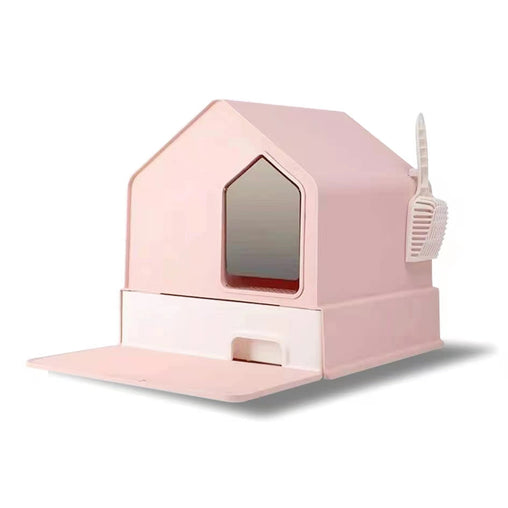 Petwiz Enclosed Cat Litter Box House - Pink Pet Care > Cat Supplies > Cat Litter V378-PWCLB-P Online Furniture