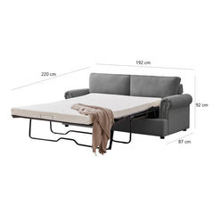 PHEBE 3 Seater Sofa bed with Separate Foam Mattress- Corduroy Dark grey Furniture > Sofas V606-FURNI-SOF-T502-PHEB-DG Online Furniture