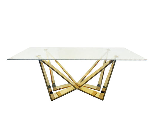 Roula Dining Table - Gold Furniture > Dining V292-DT-LEN-GOLDBASE-CLEARGLASS Online Furniture