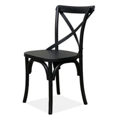 Rustica 2pc Set Dining Chair X-Back Solid Timber Wood Seat Black Furniture > Dining V315-VHND-STRA-01-2PC-KIT Online Furniture